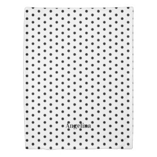 Personalized Modern Black and White Polka Dot Duvet Cover
