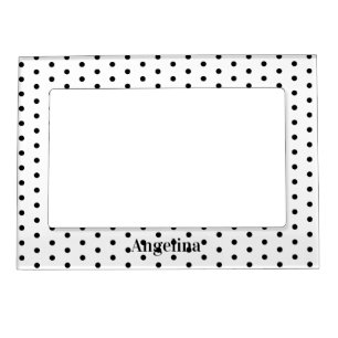 Personalized Modern Black and White Polka Dot  Magnetic Frame