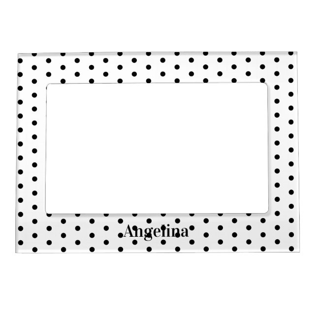 Personalized Modern Black and White Polka Dot  Magnetic Frame (Front)