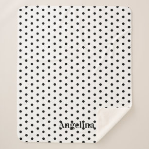 Personalized Modern Black and White Polka Dot  Sherpa Blanket