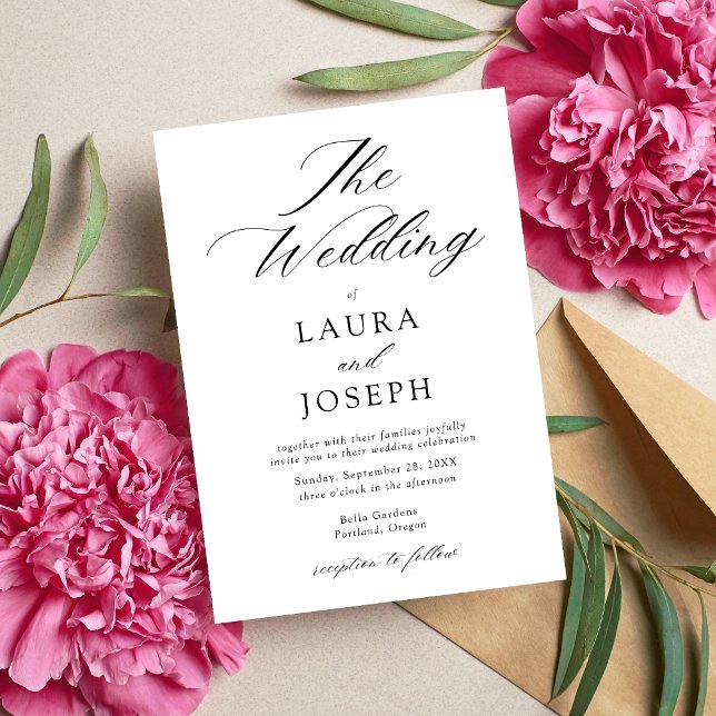 Personalized Modern Black and White Simple Wedding Invitation (Creator Uploaded)