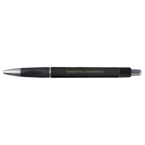Personalized Modern Black  Gold Custom Text Pen