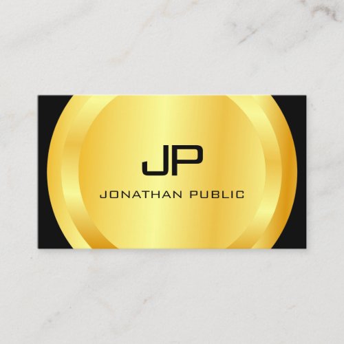 Personalized Modern Black Gold Monogram Elegant Business Card