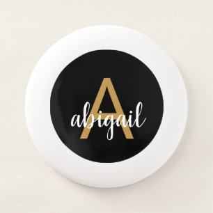 Personalized Modern Black Gold Monogram Name Wham-O Frisbee