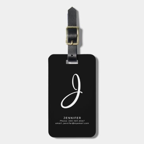 Personalized Modern Black Luggage Tag