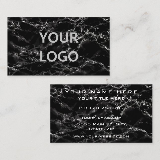 Personalized Modern Black Marble Business Card (Front/Back)