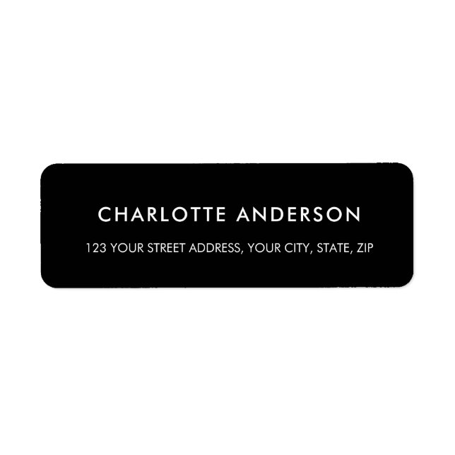 Personalized Modern black minimalist elegant Label (Front)