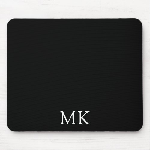 Personalized Modern Black Monogram Initials Mouse Pad