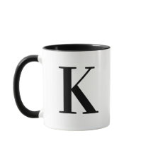 Personalized Modern Black Monogram Letter K Custom