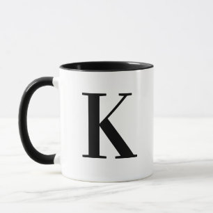 Personalized Modern Black Monogram Letter K Custom Mug
