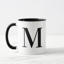 Personalized Modern Black Monogram Letter M Custom