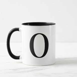 Personalized Modern Black Monogram Letter O Custom Mug