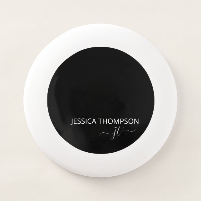 Personalized Modern Black Monogram Name Wham-O Fri Frisbee (Front)