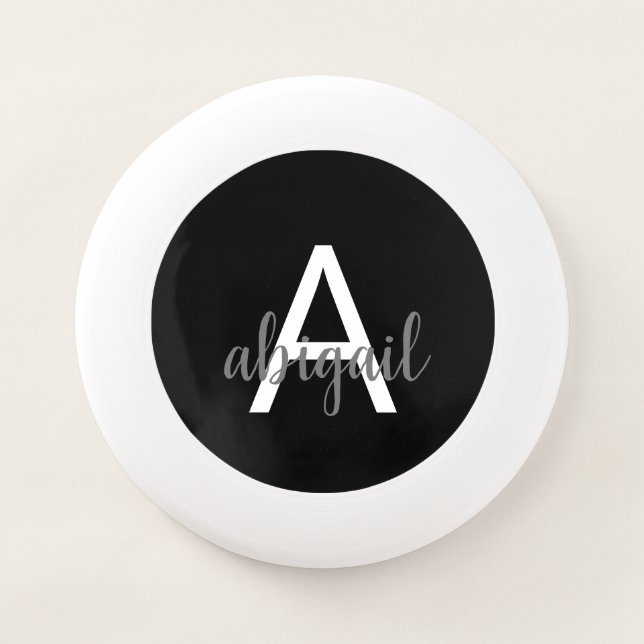 Personalized Modern Black Monogram Name Wham-O Frisbee (Front)
