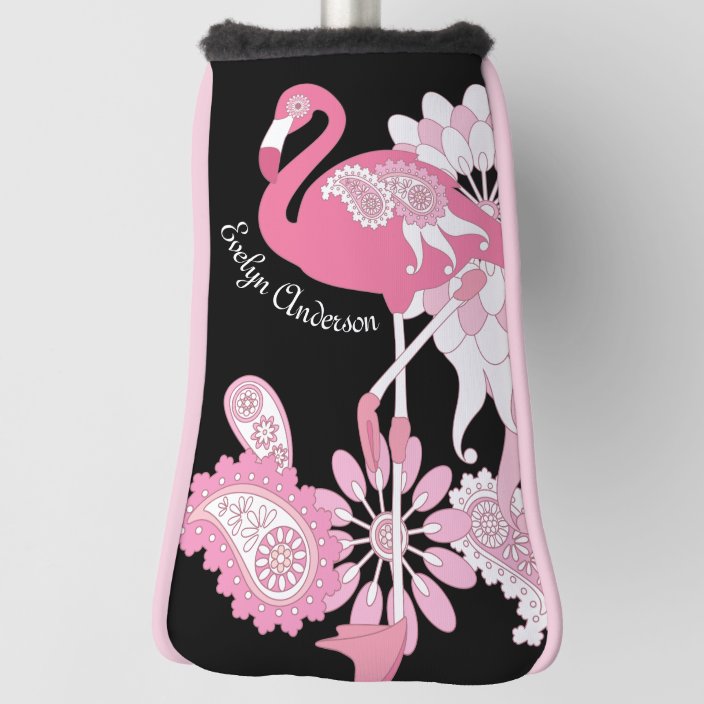 Personalized Modern Black Pink Flamingo Golf Head Cover | Zazzle.com