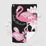 Modern Black Paisley Pink Flamingo Fabric | Zazzle.com