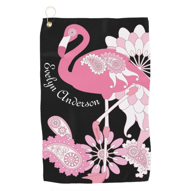 Personalized Modern Black Pink Flamingo
