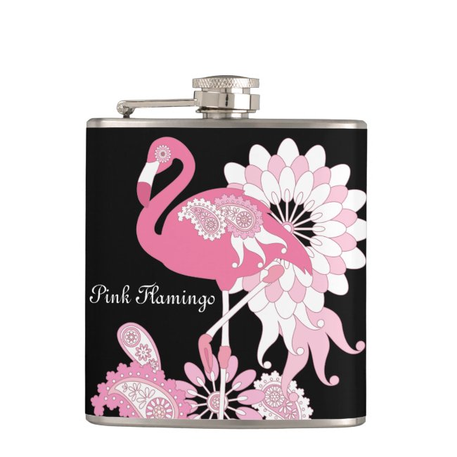 Personalized Modern Black Pink Flamingo