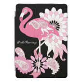 Personalized Modern Black Pink Flamingo iPad Pro Cover (Front)