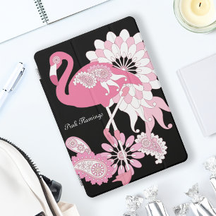 Personalized Modern Black Pink Flamingo iPad Pro Cover
