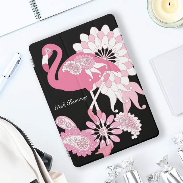 Personalized Modern Black Pink Flamingo iPad Pro Cover (Creator Uploaded)