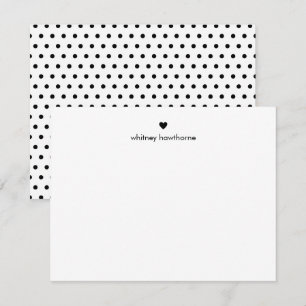 Personalized Modern Black Polka Dots & Heart Note Card