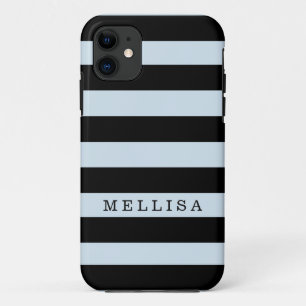 Personalized Modern Black Stripe iPhone 11 Case