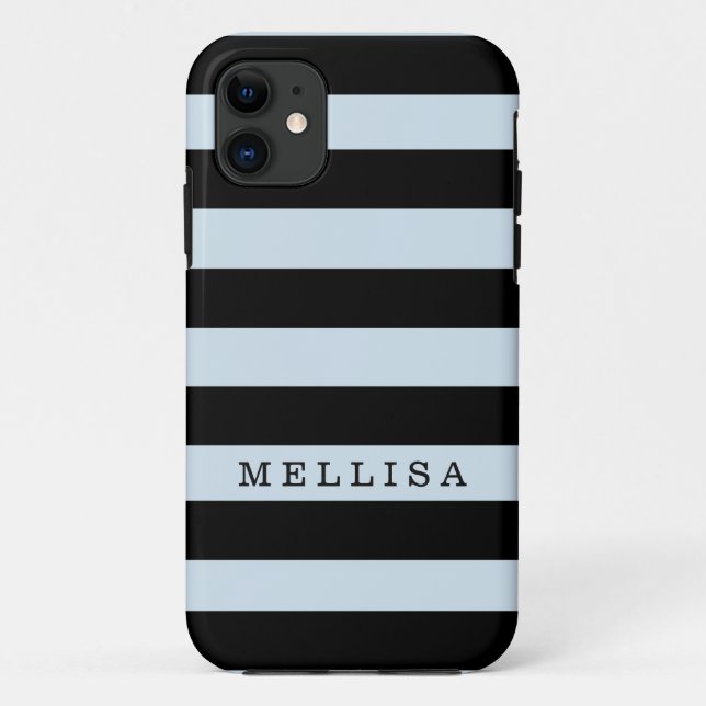 Personalized Modern Black Stripe Case-Mate iPhone Case (Back)
