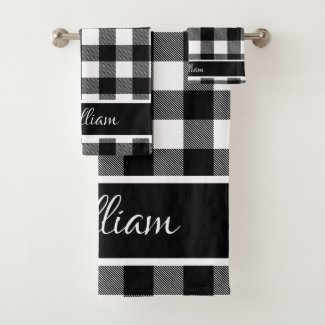 Personalized Modern Black White Buffalo Checks