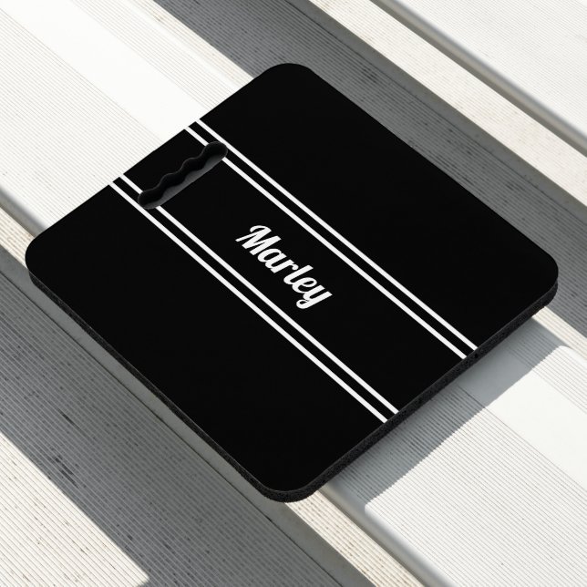 Personalized Modern Black & White Minimalist Name Seat Cushion (In Situ)