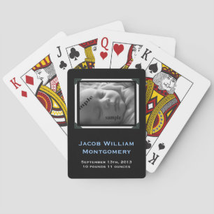 Personalized Modern Black & White New Baby Boy Poker Cards