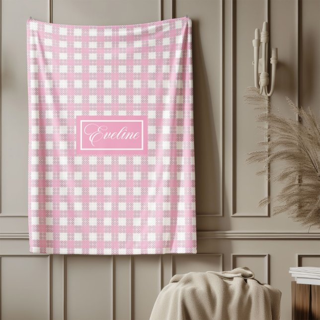 Personalized Modern Blanket Soft Pink Plaid Touch (Personalized Modern Blanket Soft Pink Plaid Touch)