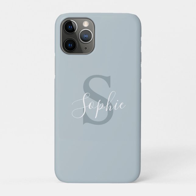 Personalized Modern Blue Family Name Monogram Case-Mate iPhone Case (Back)