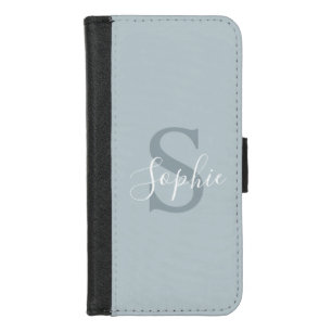 Personalized Modern Blue Family Name Monogram iPhone 8/7 Wallet Case