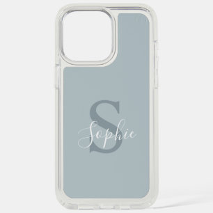 Personalized Modern Blue Family Name Monogram iPhone 15 Pro Max Case
