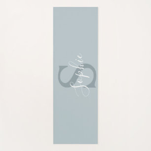 Personalized Modern Blue Family Name Monogram Yoga Mat