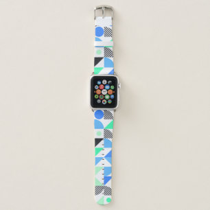 Personalized Modern Blue Mint Geometric Apple Watch Band