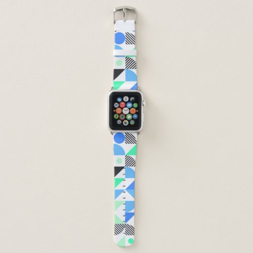 Personalized Modern Blue Mint Geometric Apple Watch Band