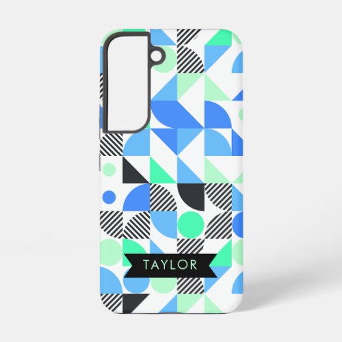 Personalized Modern Blue Mint Geometric Samsung Galaxy S22 Case