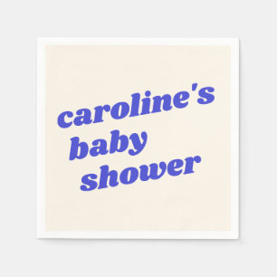 Personalized Modern Blue Retro Baby Boy Shower  Napkins