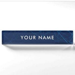 Personalized Modern Blue Tech Professional Desk Name Plate