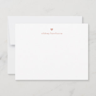 Personalized Modern Blush Pink Heart Note Card