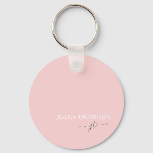 Personalized Modern Blush Pink Monogram Name  Keychain