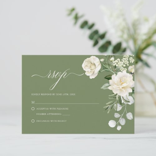 Personalized Modern Botanical Greenery Wedding RSVP Card