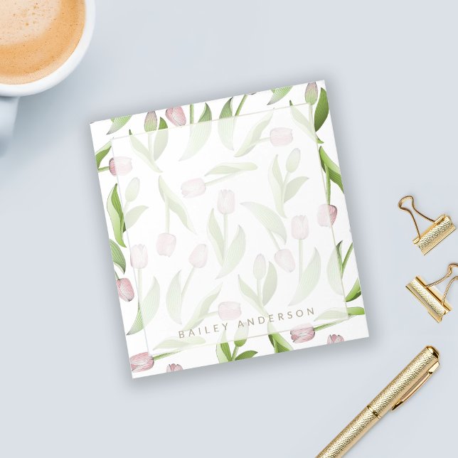 Personalized Modern Botanical Pink Tulip Flower Notepad (Creator Uploaded)