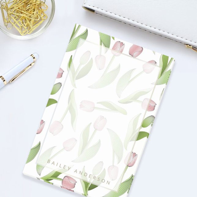 Personalized Modern Botanical Pink Tulip Flower Post-it Notes (Creator Uploaded)