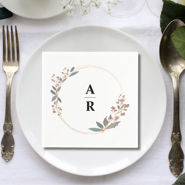Personalized Modern Botanical Wedding Initials Napkins (Creator Uploaded)