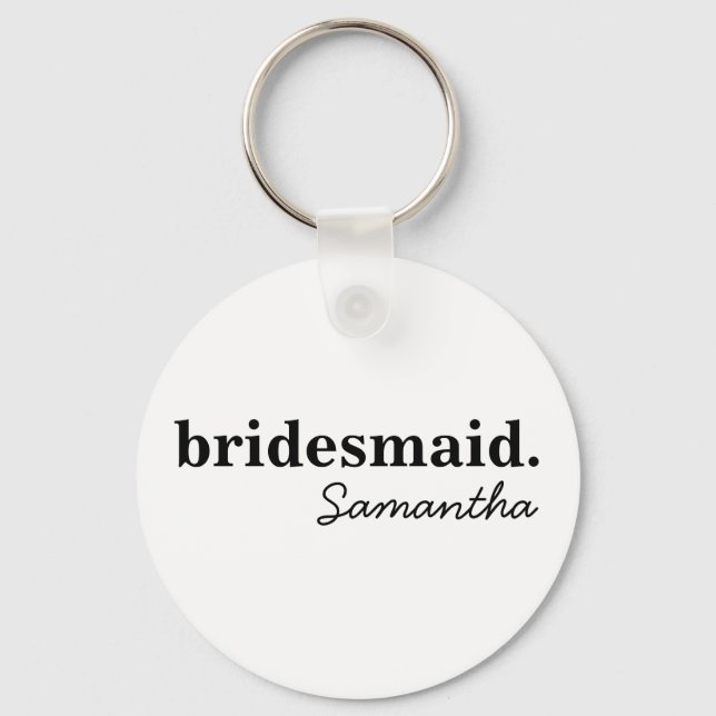 Personalized Modern Bridal Bridesmaid Proposal Keychain (Front)
