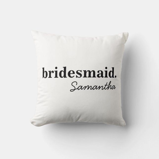 Personalized Modern Bridal Shower Bridesmaid Throw Pillow (Front)
