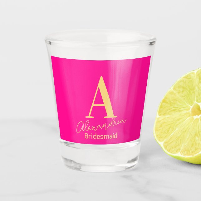 Personalized Modern Bridesmaid Monogram Shot Glass (Front)